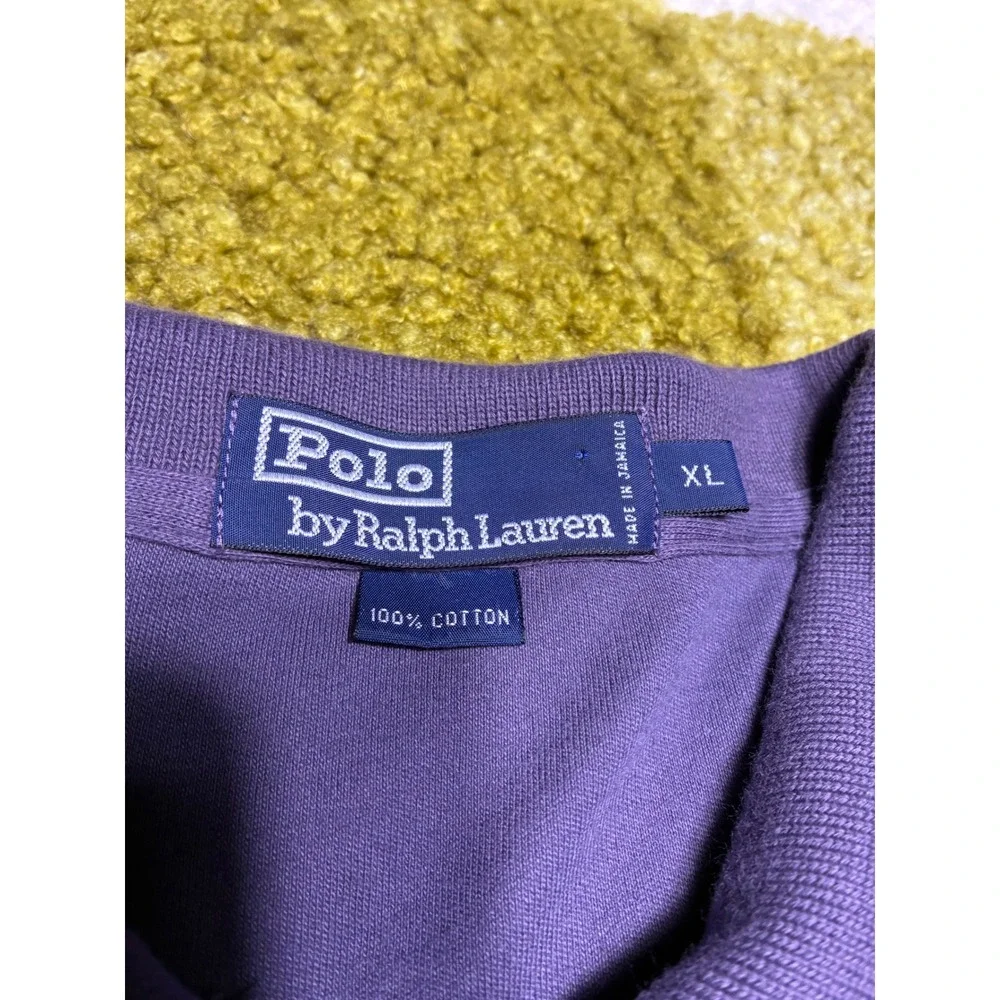 Polo Ralph Lauren Mens XL Purple Short Sleeve Polo Shirt Green Pony Logo Vintage